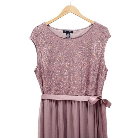 NWT Candalite Dress Formal Gown Mauve Tulle Skirt Lace Sequin Maxi Size XL NEW - Picture 5 of 13